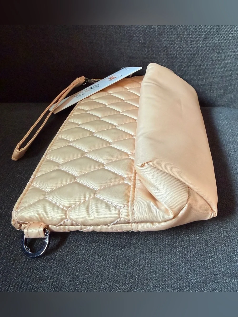 Lug Shiplap RFID Wristlet Pouch Bag Mini Purse – Metallic Rose Gold (Pink)